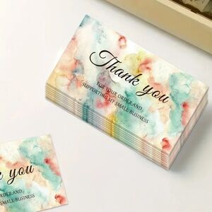 (24) Set of 25 Small Watercolor Thank You Cards for Small Business